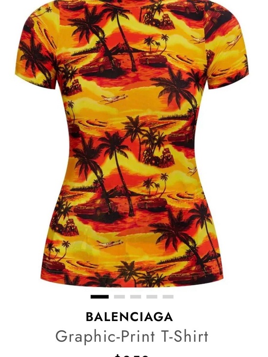 Balenciaga Tops - Balenciaga Yellow & Orange Tropical Graphic Short-Sleeve Tee